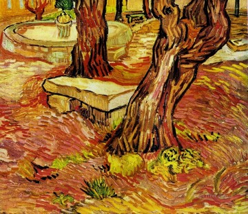  Hospital Canvas - The Stone Bench in the Garden at Saint Paul Hospital Vincent van Gogh